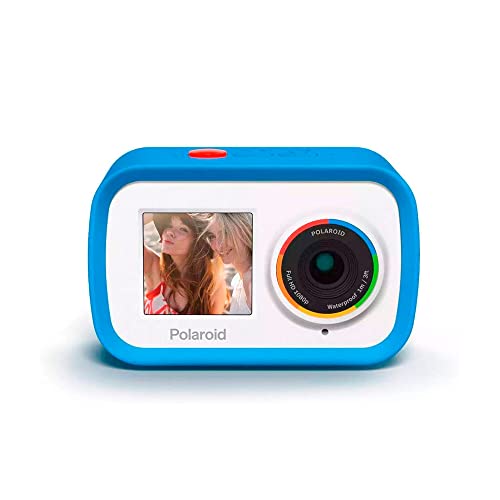 Câmera Polaroid de ação Dual Screen WiFi 18 MP 4K HD com bateria recarregável e acessórios – Azul