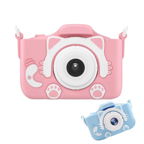 Câmera Digital Infantil Portátil 20MP 1080P HD Câmera de Vídeo Filmadora Câmera Selfie recarregável fofa com Tela de 1,9 Polegadas e Jogos de Suporte Fotografia (GATINHO ROSA)
