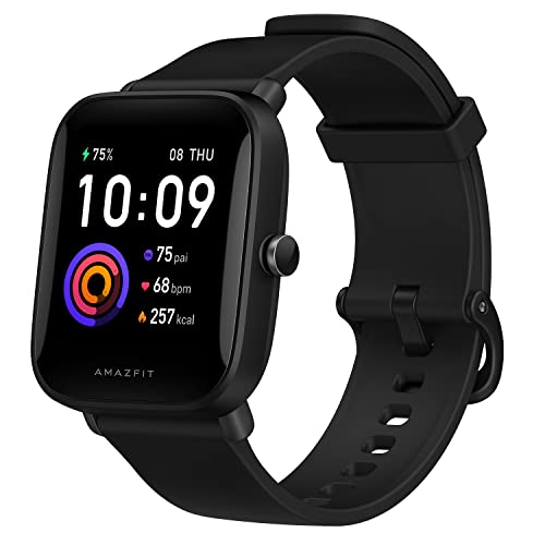 Smartwatch Amazfit Bip U Health Fitness com medida SpO2, bateria de 9 dias, respiração, ritmo cardíaco, estresse, monitoramento de sono, controle de música, resistente à água, 60 modos